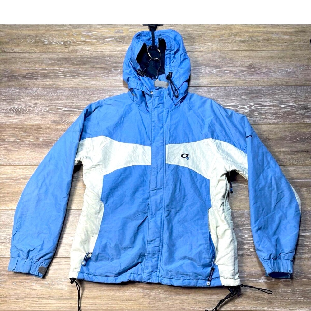Aero Coat Size Medium Hooded Womens Blue Nylon Parka Full Zip Pockets Ski Jacket